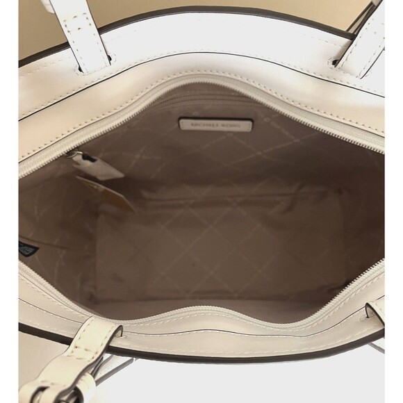 New Michael Kors Jet Set Travel Medium Double Pocket Tote Optic White - Picture 5 of 7